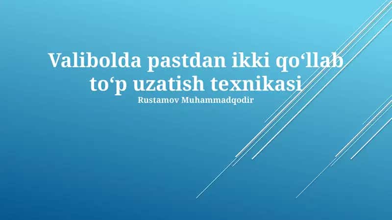 Valibolda pastdan ikki qoʻllab toʻp uzatish texnikasi