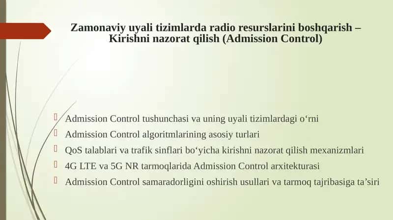 Kirishninazoratqilish(Admission Control)