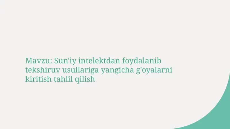 Sun'iy intellekt yordamida pediatriyada innovatsion tashxis usullarini o'rganish