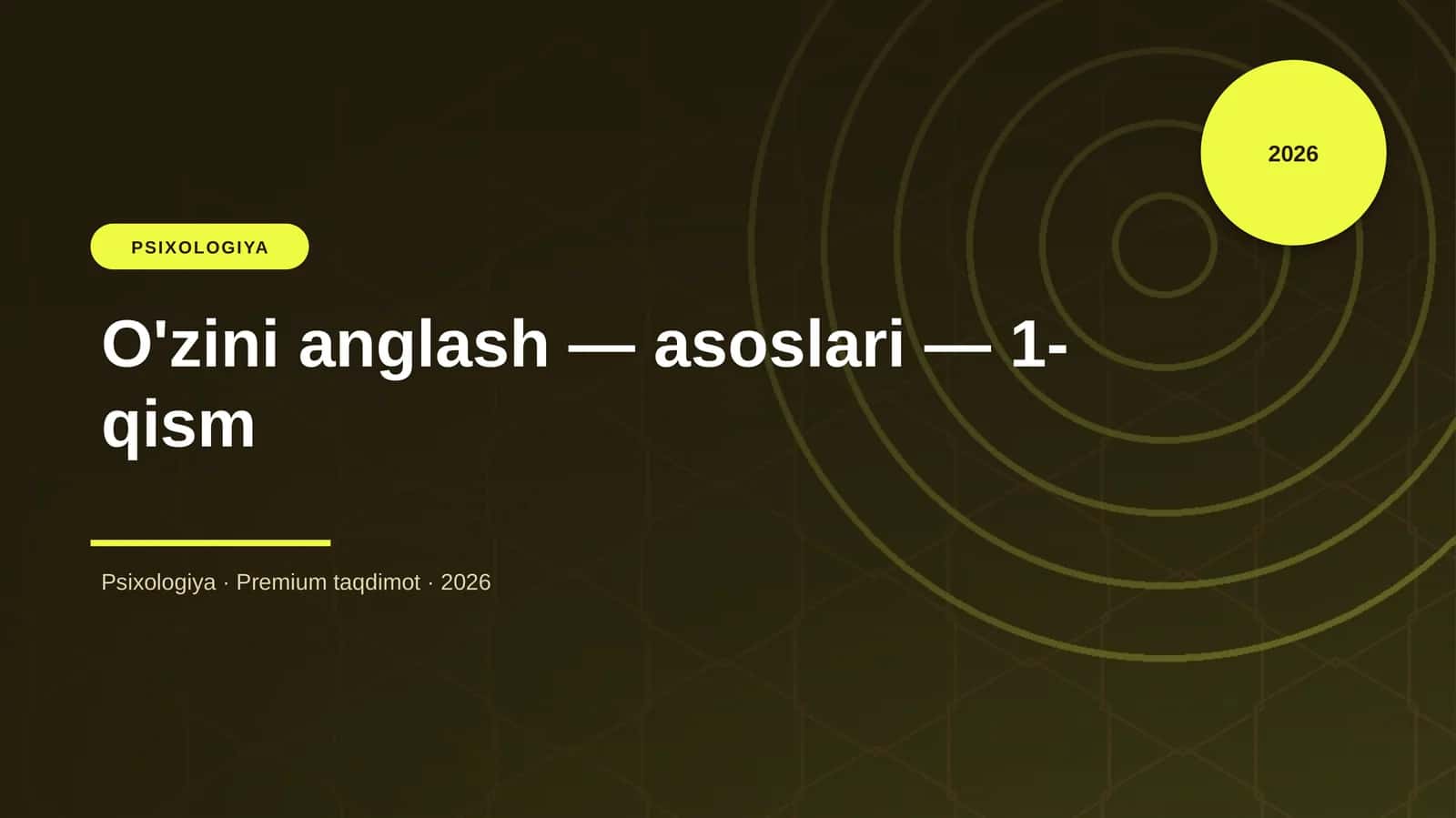 O'zini anglash — asoslari — 1-qism