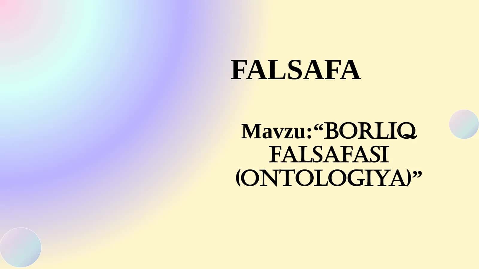 Borliq falsafasi (ontologiya)