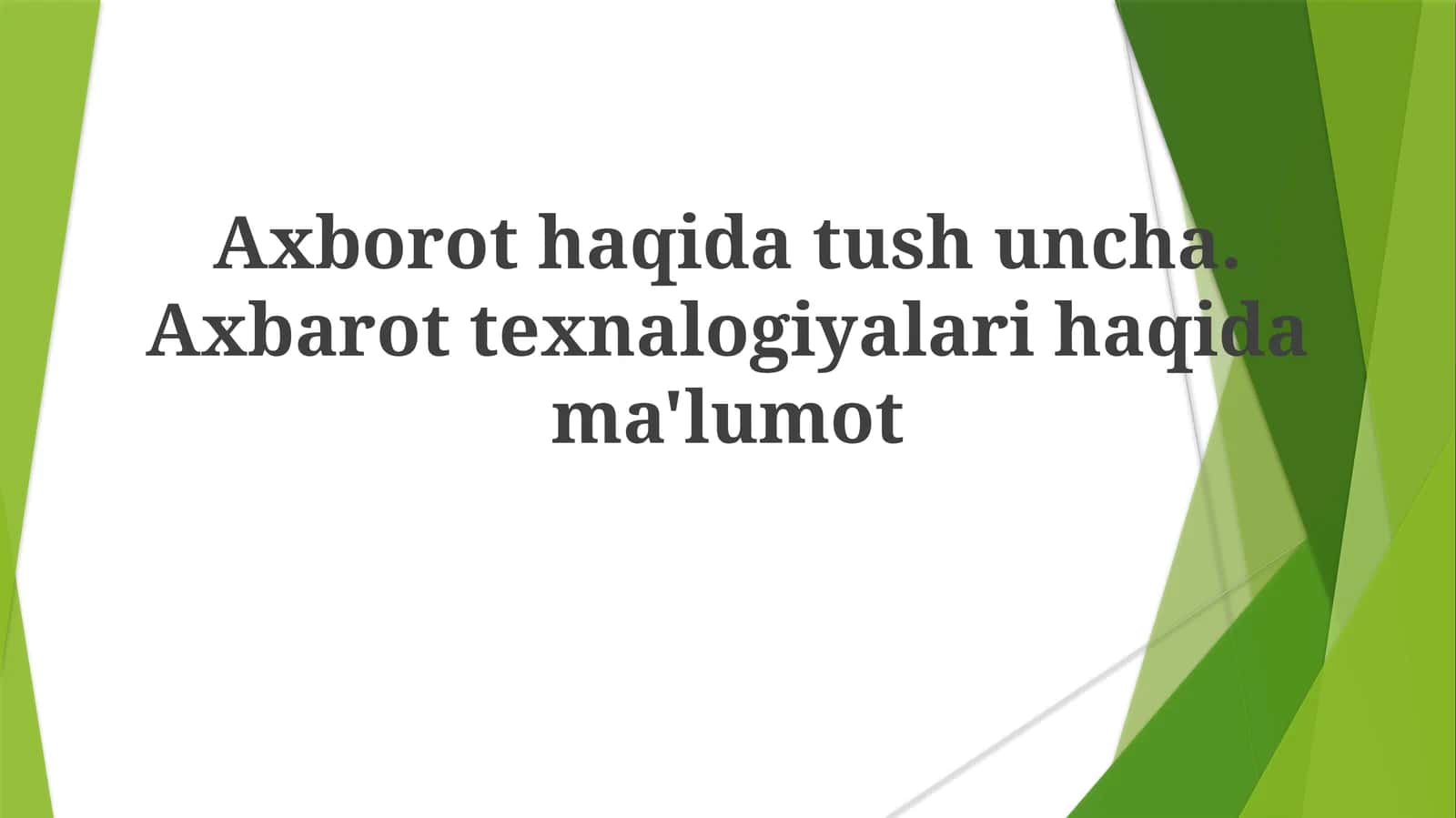 Axborot Texnologiyalari haqida ma'lumotlar