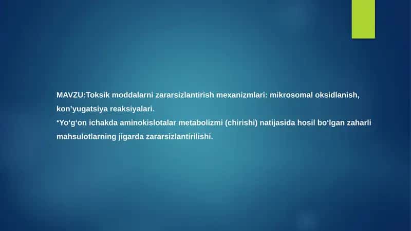 Mikrosomal oksidlanish va kon’yugatsiya reaksiyalari
