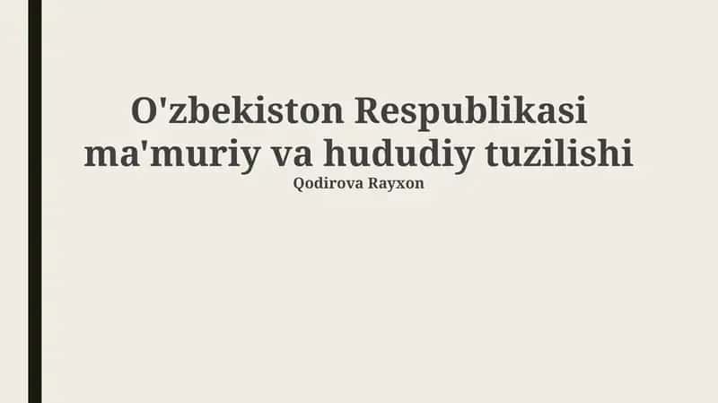 O'zbekiston Respublikasi ma'muriy va hududiy tuzilishi