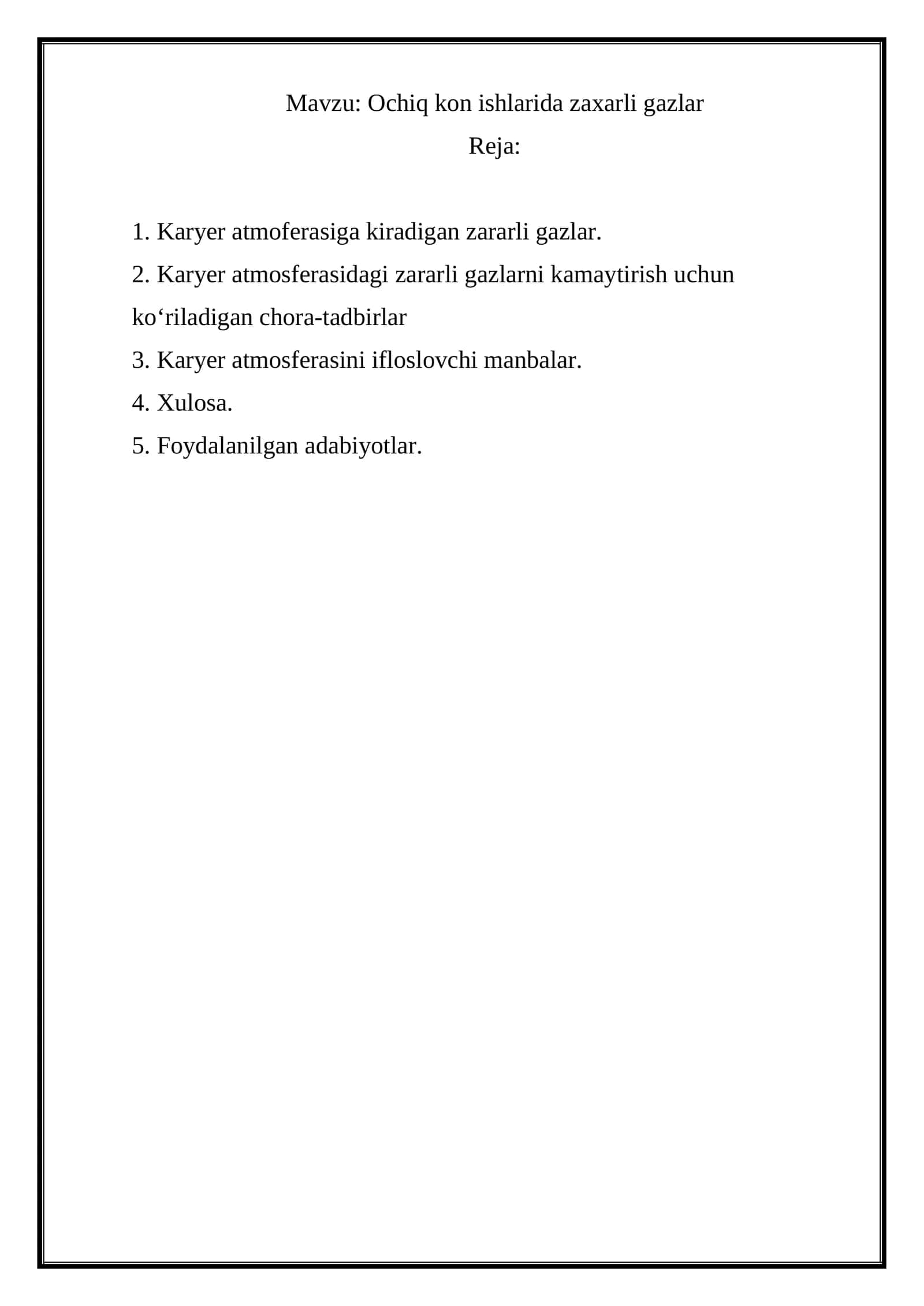 Ochiq kon ishlarida zaxarli gazlar