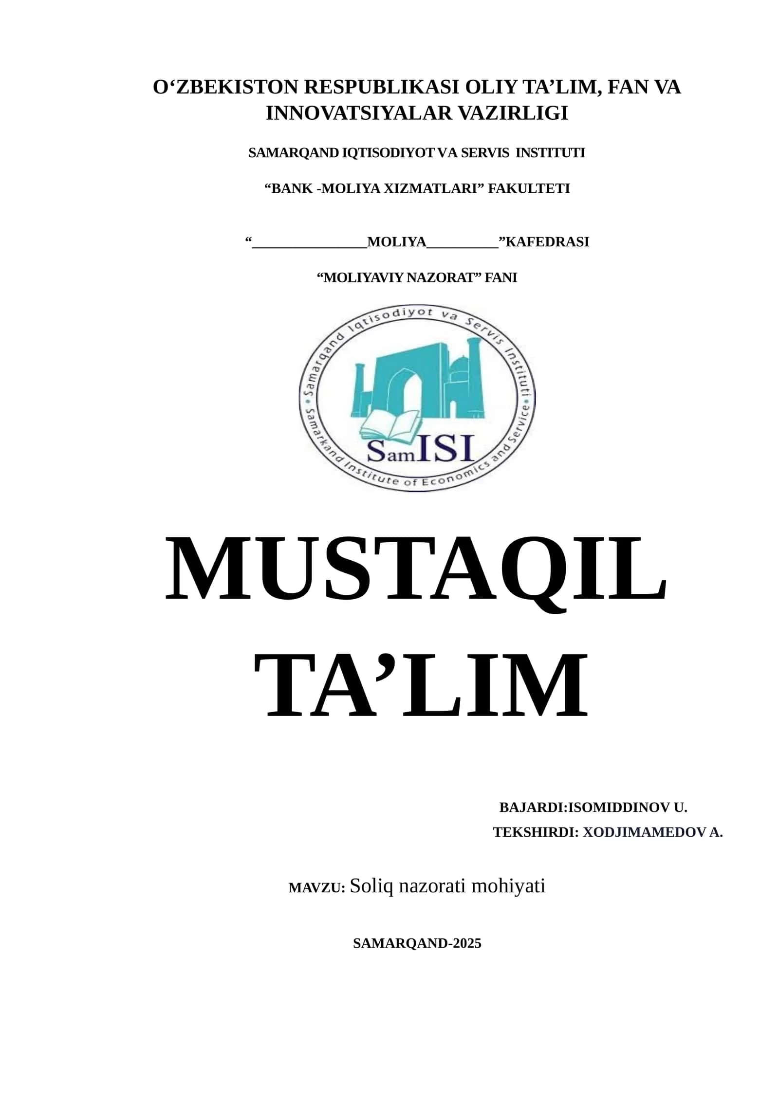 Soliq nazorati mohiyati