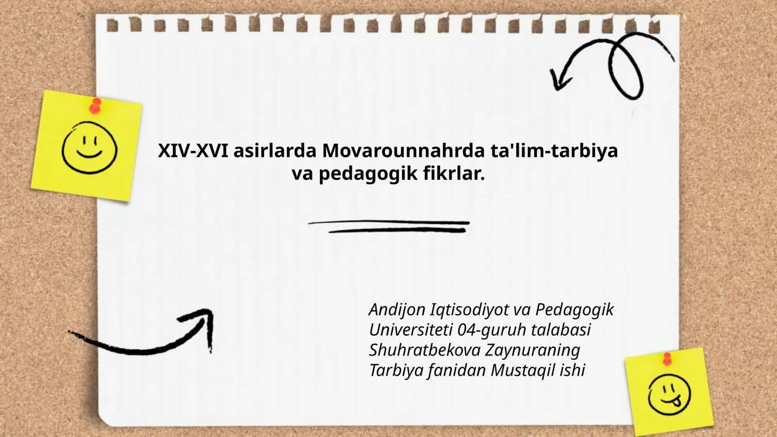 XIV-XVI asrlarda Movarounnahrda ta'lim-tarbiya va pedagogik fikrlar
