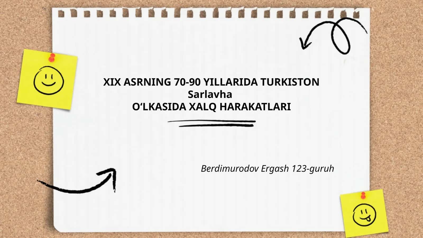 XIX ASRNING 70-90 YILLARIDA TURKISTON Sarlavha OʻLKASIDA XALQ HARAKATLARI