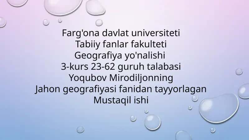 Jahon Geografiyasi dan Mustaqilishi