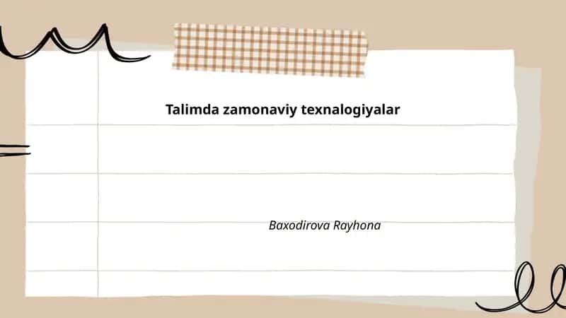 Talimda zamonaviy texnalogiyalar