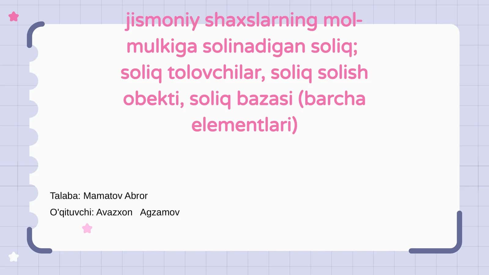 Jismoniy shaxslarning mol-mulkiga solinadigan soliq