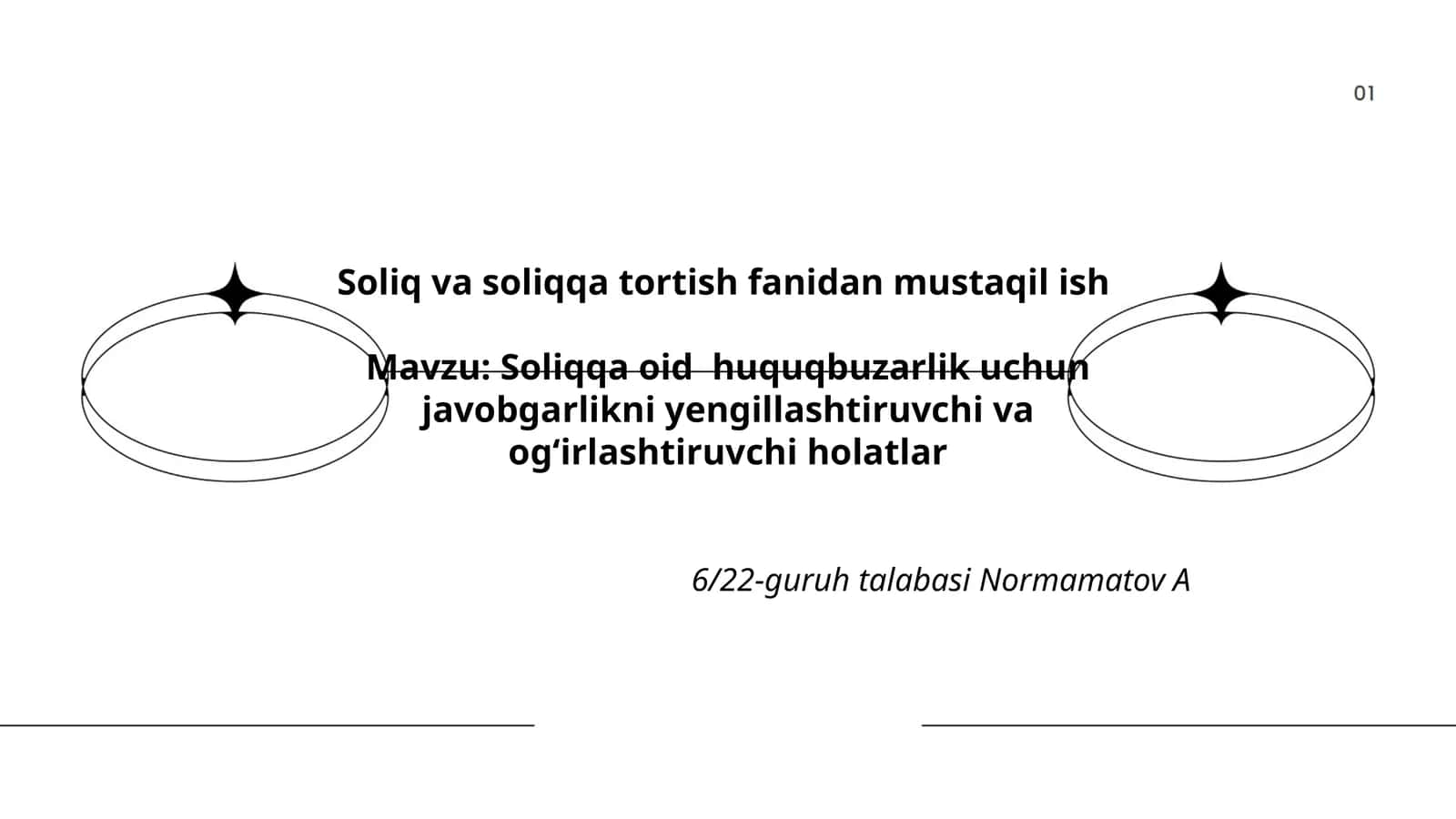Soliq va soliqqa tortish fanidan mustaqil ish