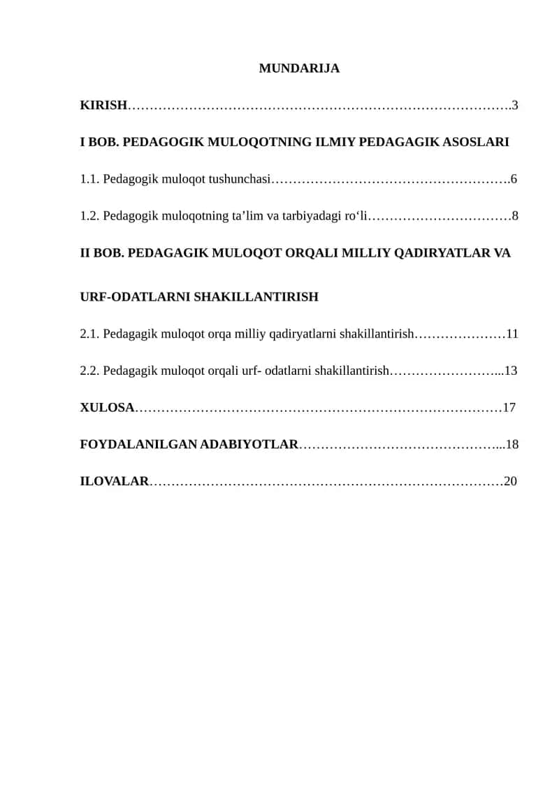 Pedagagik muloqotda milliy qadiryatlar va urf-odatlarning ahamiyati