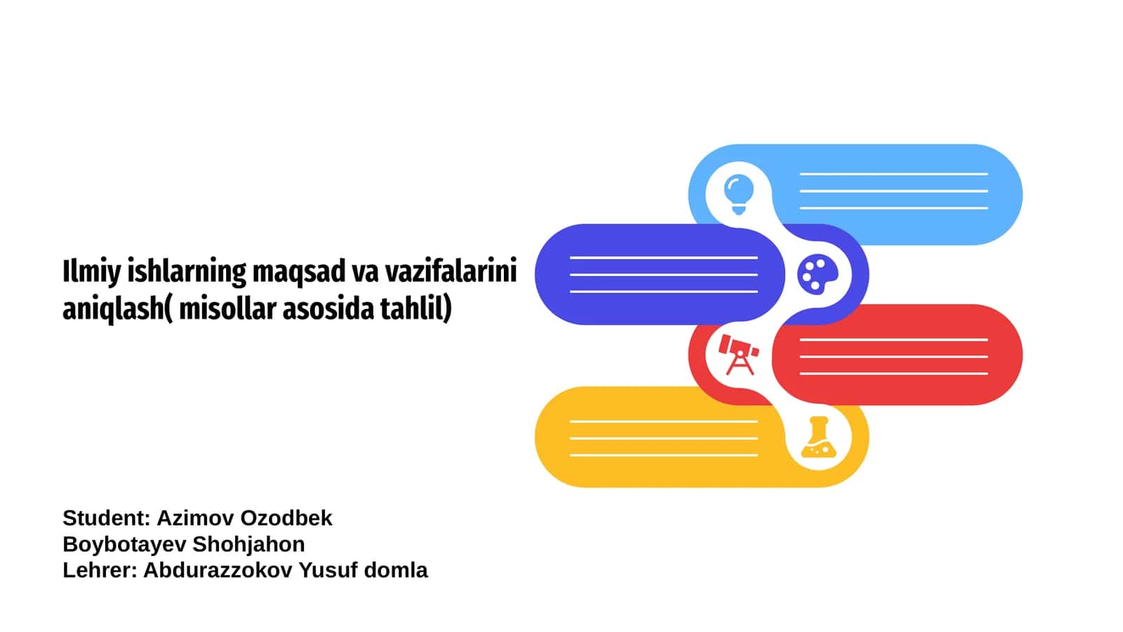Ilmiy ishlarning maqsad va vazifalarini aniqlash( misollar asosida tahlil)