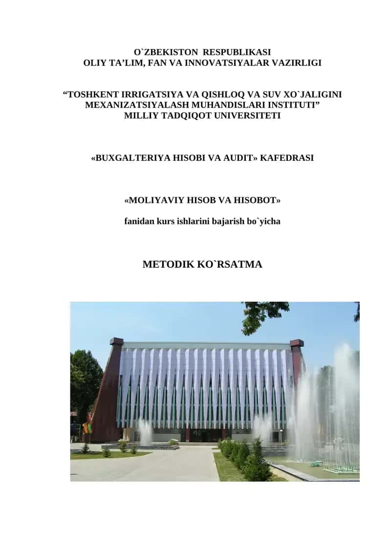 Kurs ishlarini bajarish boyicha metodik korsatma