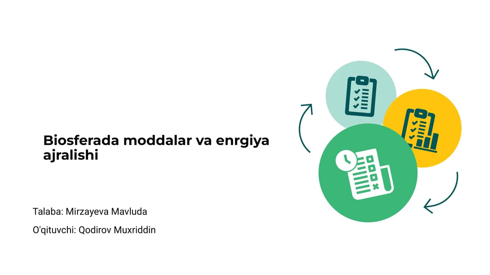 Biosferada moddalar va enrgiya ajralishi
