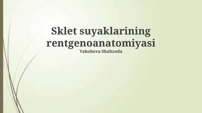 Sklet suyaklarining rentgenoanatomiyasi