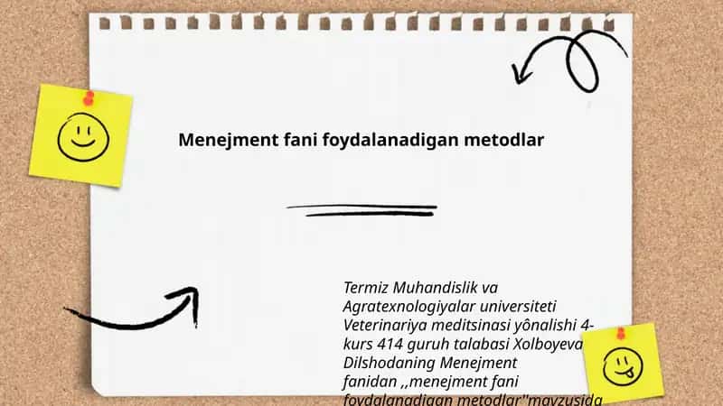 Menejment fani foydalanadigan metodlar