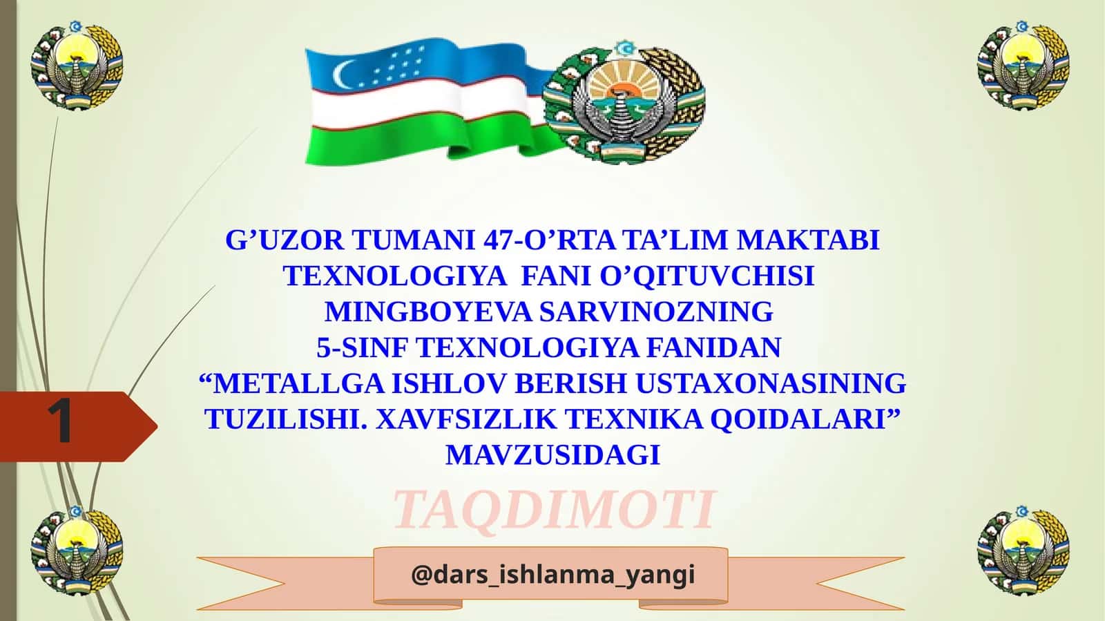 METALLGA ISHLOV BERISH USTAXONASINING TUZILISHI