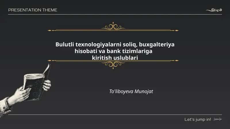 Bulutli texnologiyalarni soliq, buxgalteriya hisobati va bank tizimlariga kiritish uslublari