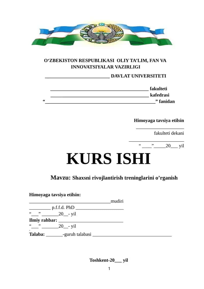 Shaxsni rivojlantirish treninglarini o’rganish