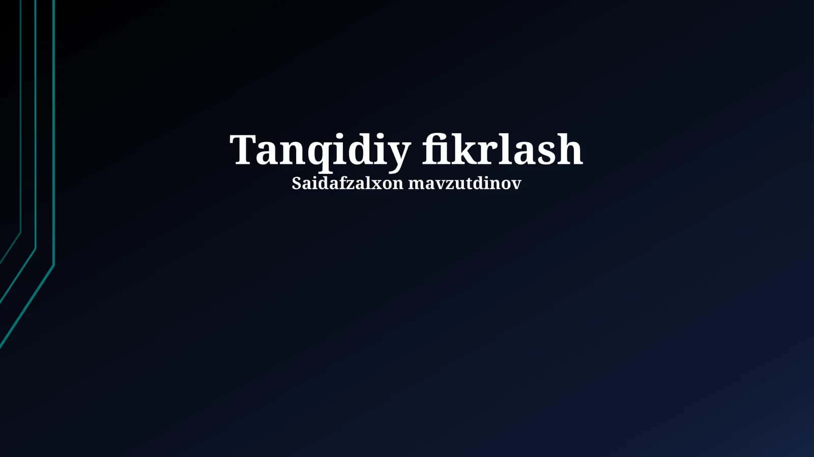Tanqidiy fikrlash
