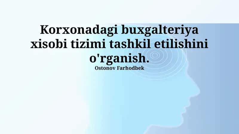 Korxonadagi Buxgalteriya Xisobi Tizimi