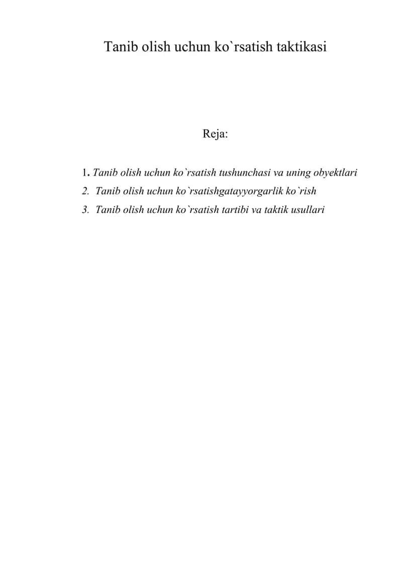 Tanib olish uchun ko`rsatish taktikasi