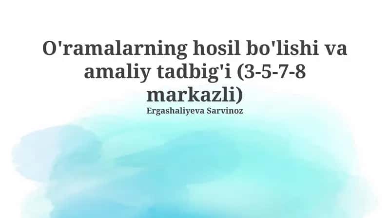 O'Ramallar Markazlarining Ahamiyati