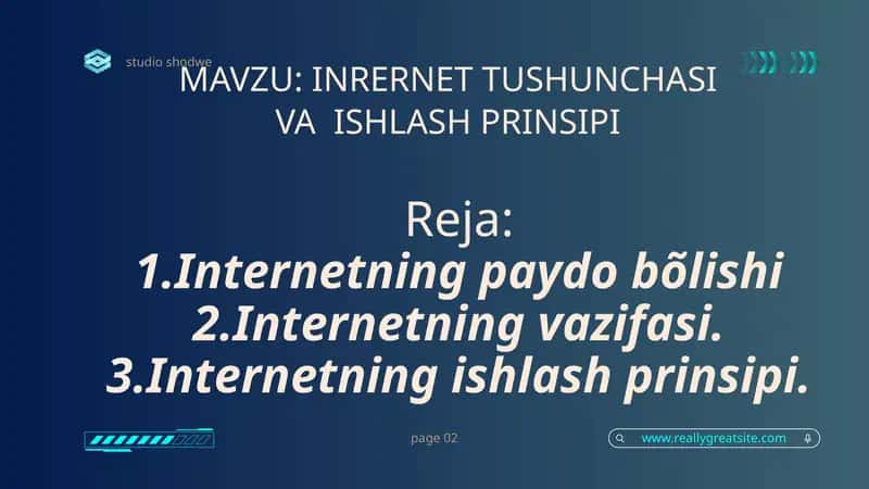 INTERNET TUSHUNCHASI VA ISHLASH PRINSIPI