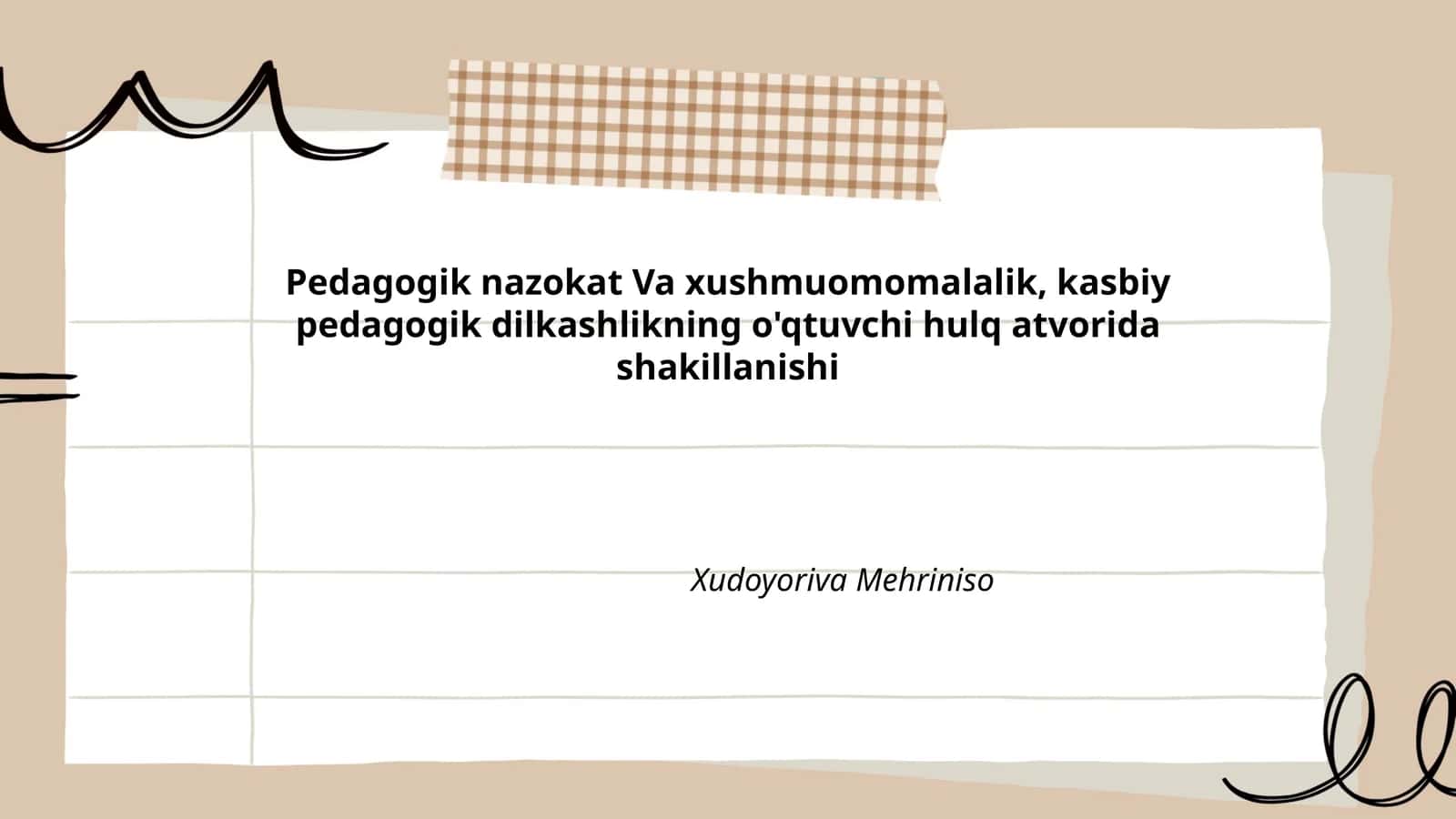 Pedagogik nazokat Va xushmuomomalalik