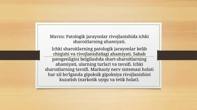 Patologik jarayonlar rivojlanishi