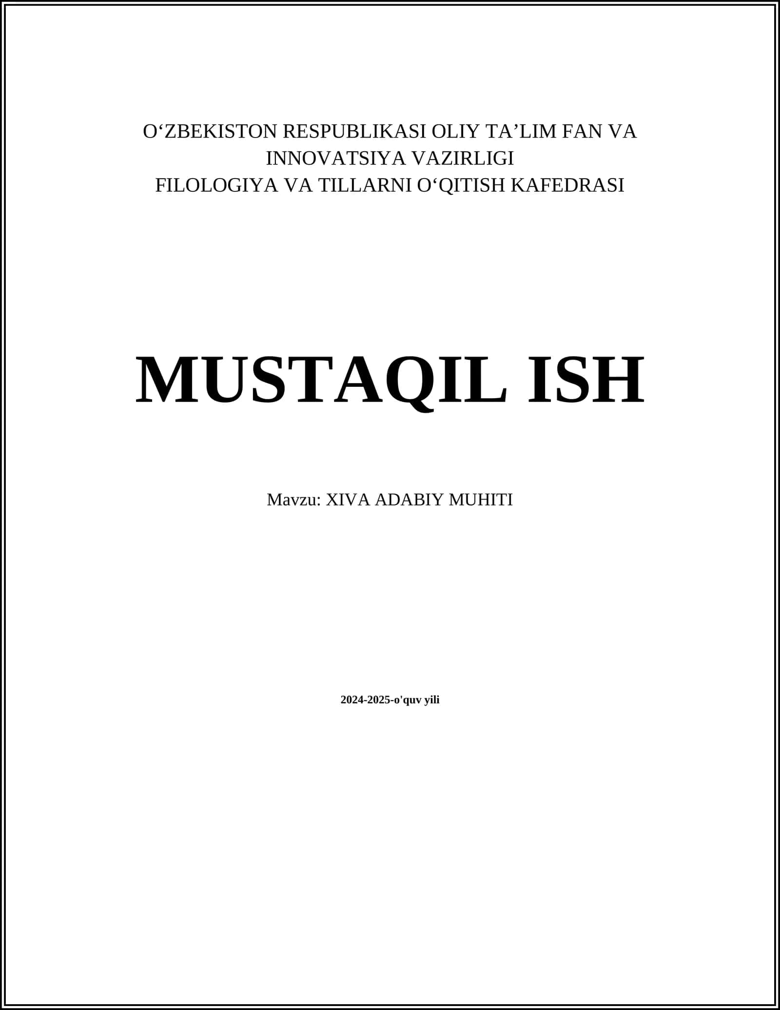 XIVA ADABIY MUHITI