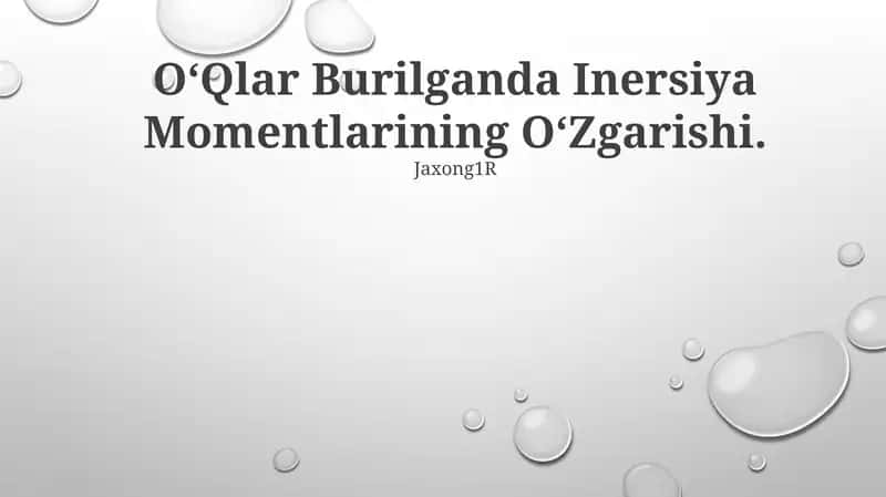 O‘Qlar Burilganda Inersiya Momentlarining O‘Zgarishi