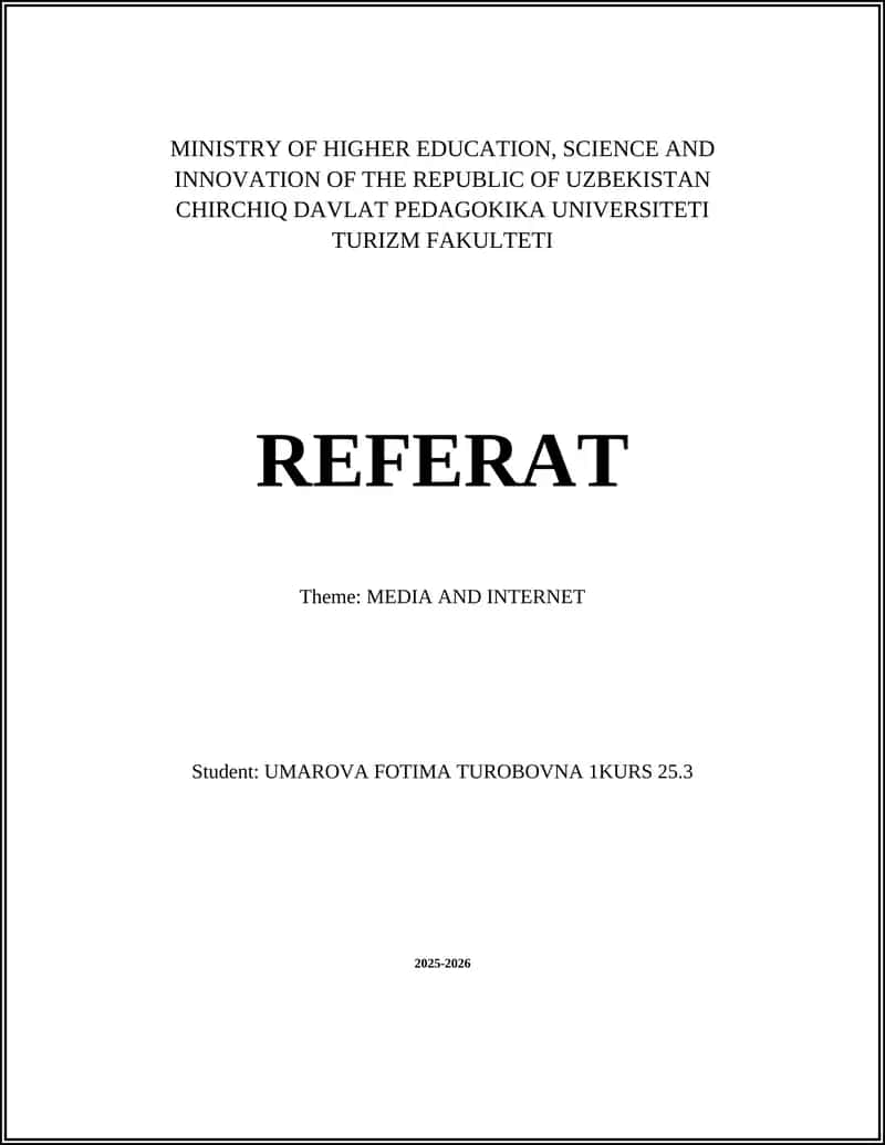 REFERAT: MEDIA AND INTERNET
