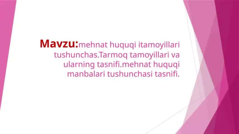 Zamonaviy mehnat qonunchiligi