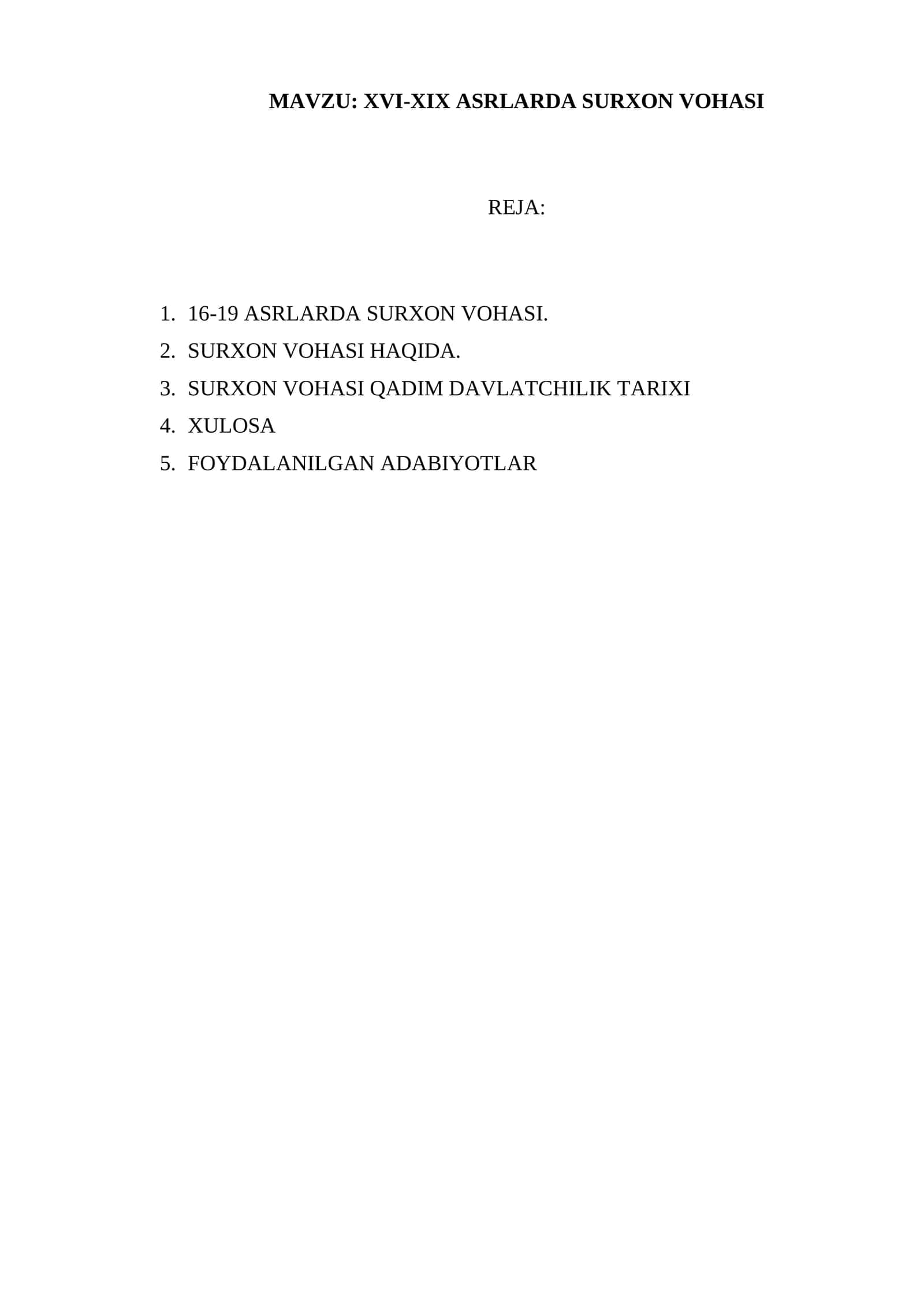 XVI-XIX ASRLARDA SURXON VOHASI