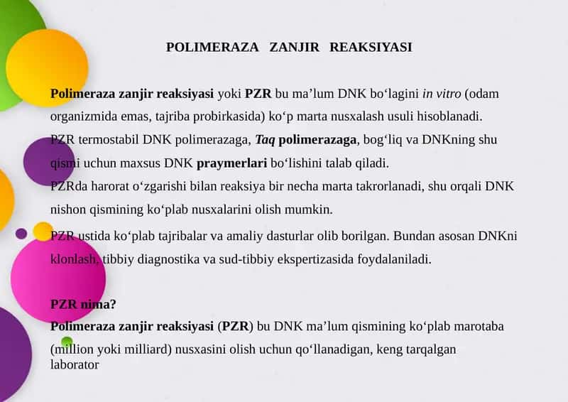 Polimeraza Zanjir Reaksiyasi (PZR)