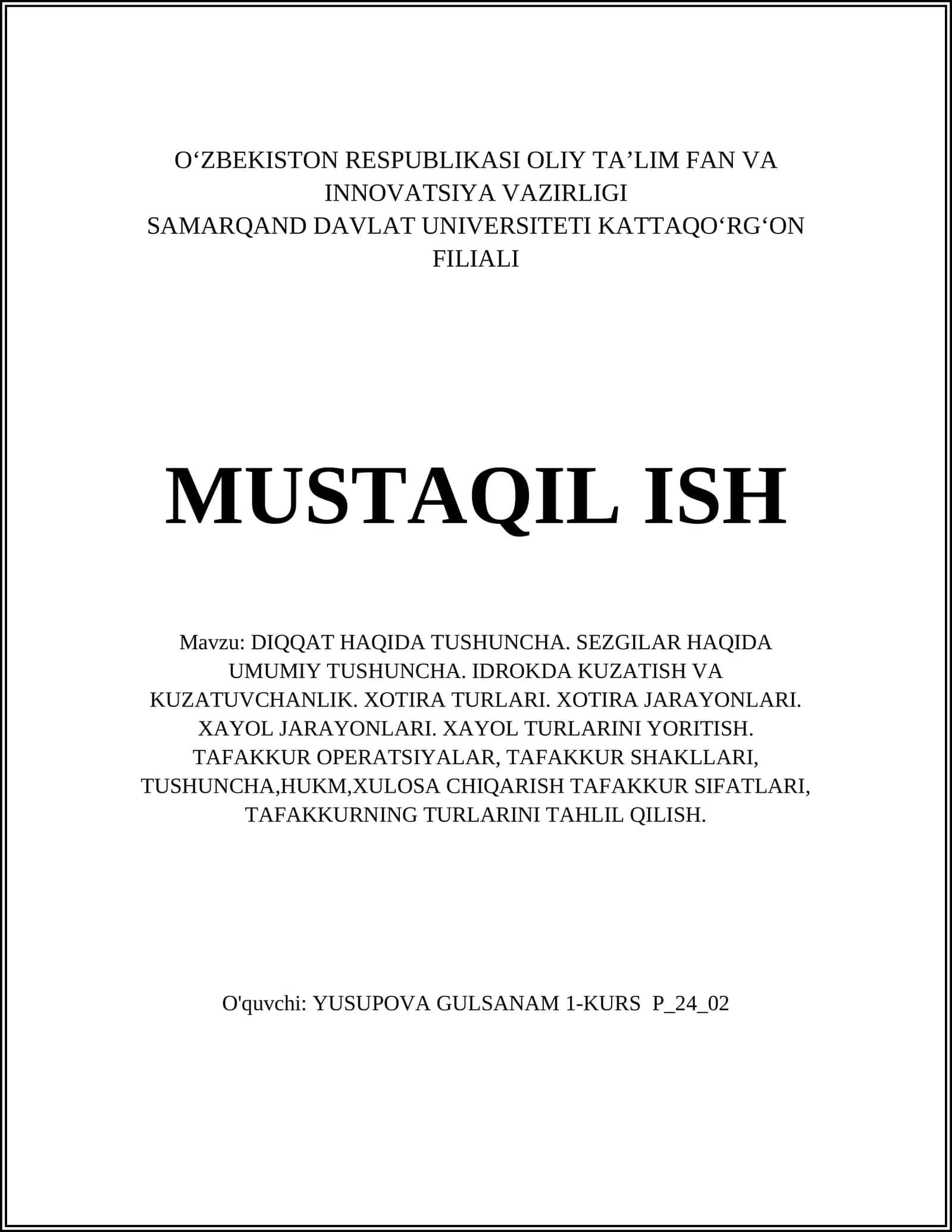 DIQQAT HAQIDA TUSHUNCHA