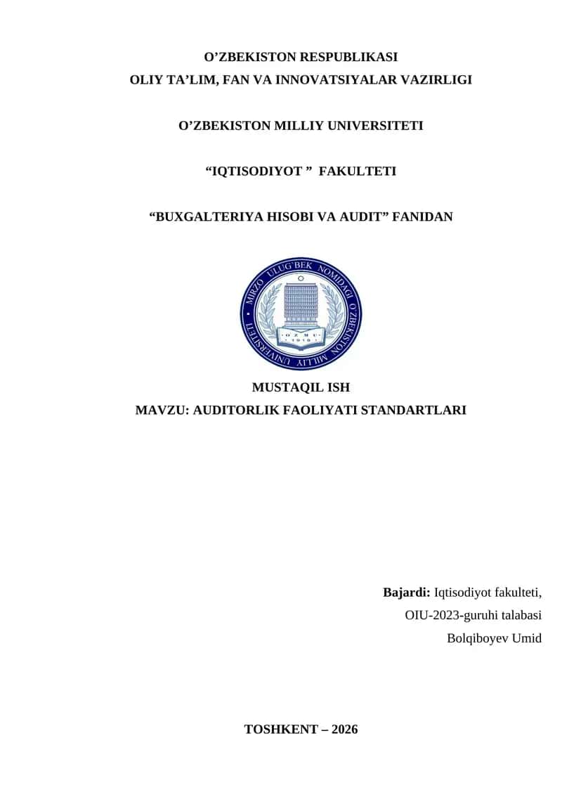 Auditorlik faoliyati standartlari