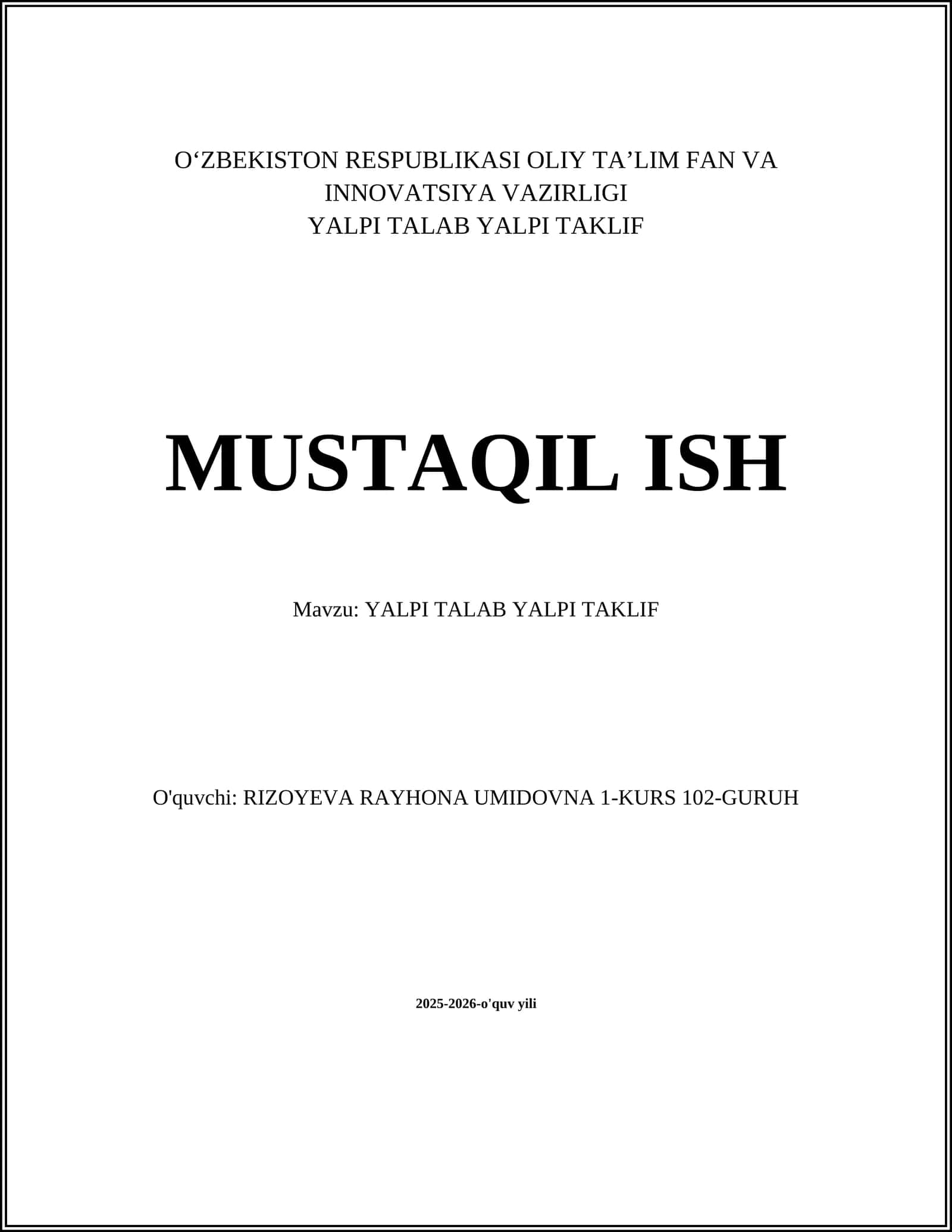 YALPI TALAB YALPI TAKLIF