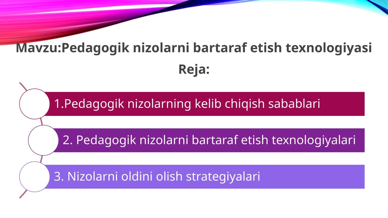 Pedagogik nizolarni bartaraf etish texnologiyasi