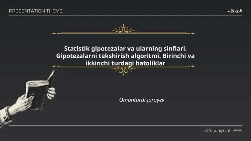 Statistik gipotezalar va ularning sinflari