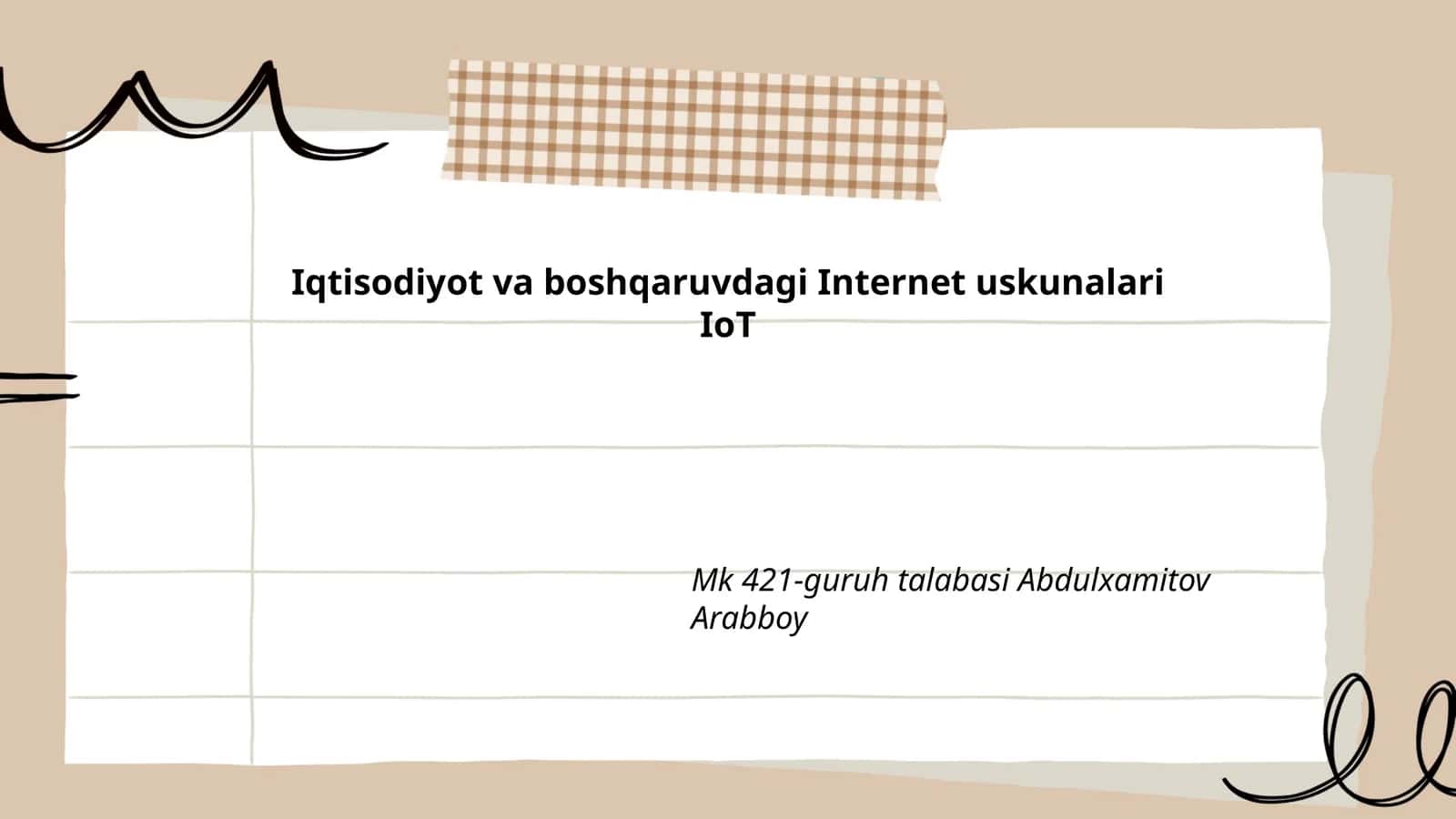 IoT va iqtisodiyotni optimallashtirish