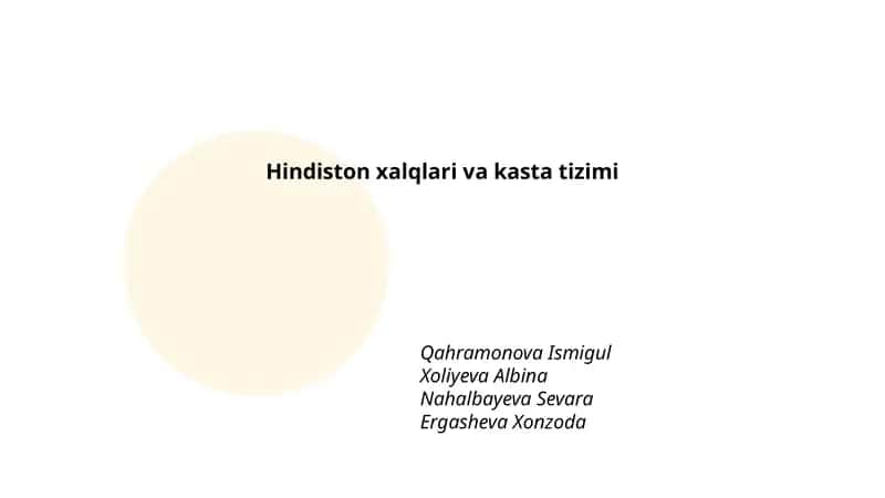 Hindiston xalqlari va kasta tizimi