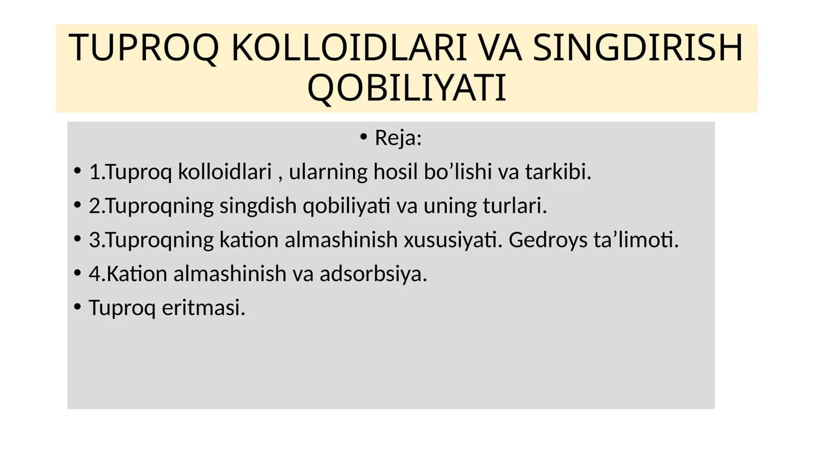 Tuproq kolloidlari va singdirish qobiliyati