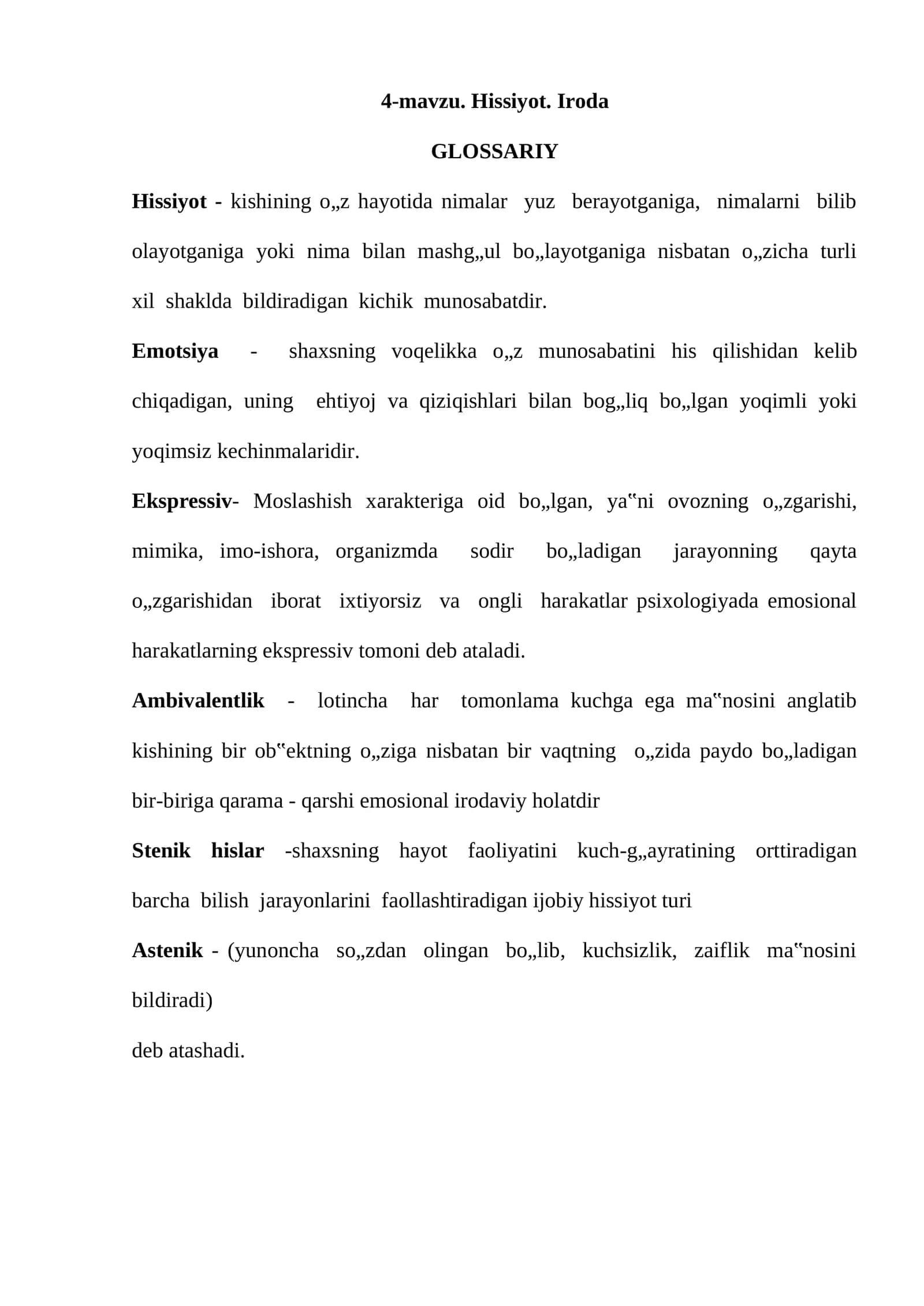 Hissiyot. Iroda