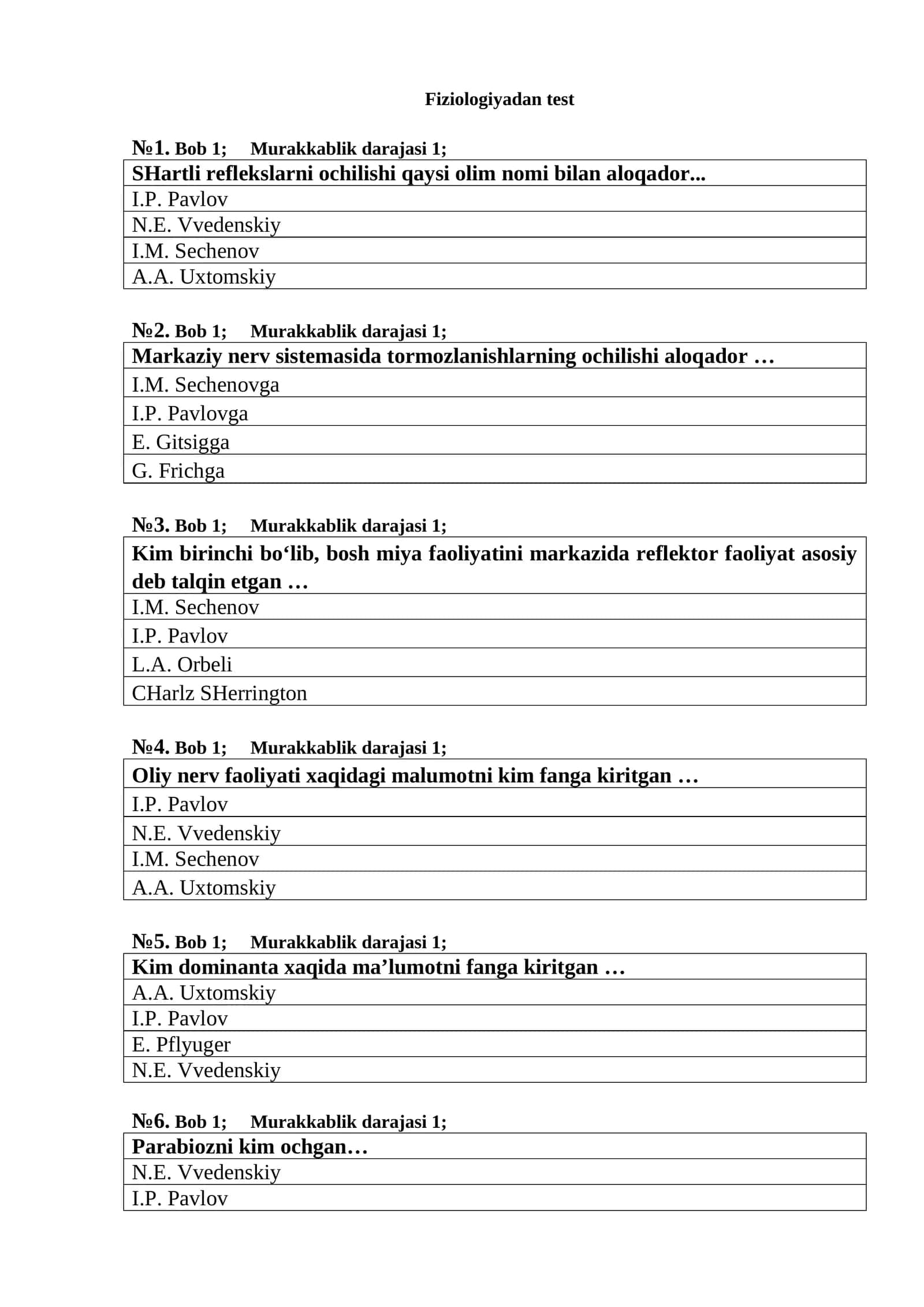 Fiziologiyadan test