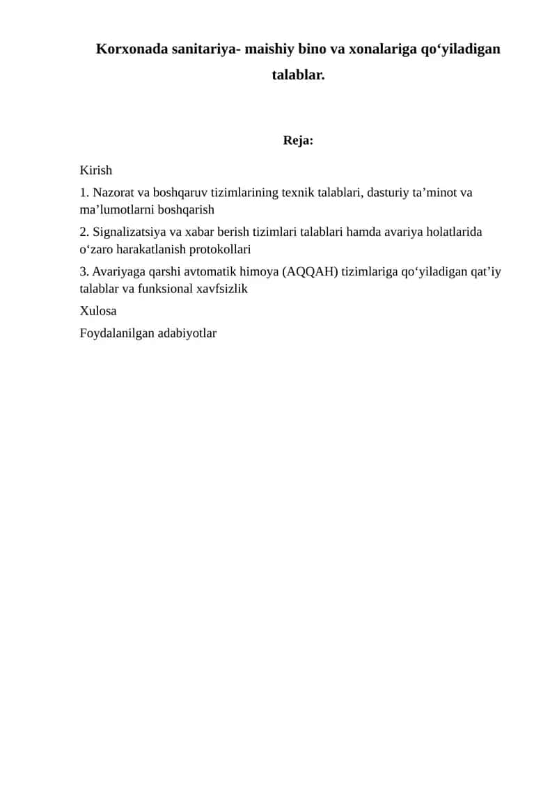 Korxonalarda sanitariya-maishiy bino va xonalar (SMBX)