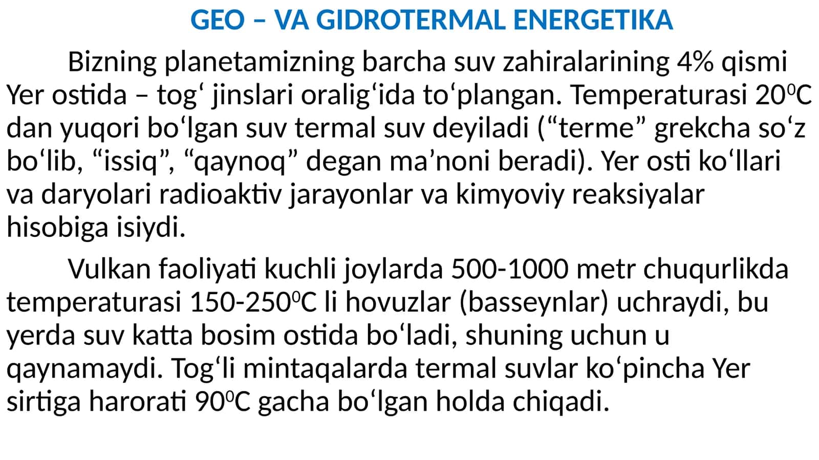 GEO – VA GIDROTERMAL ENERGETIKA